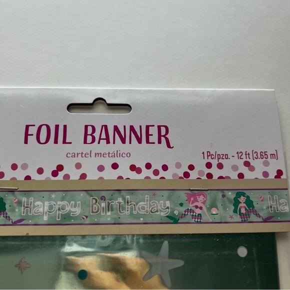 Party Essentials Happy Birthday Foil Banner - Mermaid Theme - Picture 3 of 3